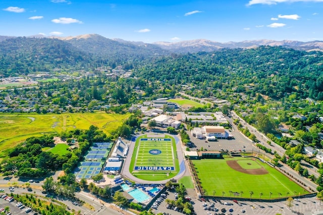 bird's eye view featuring a mountain view