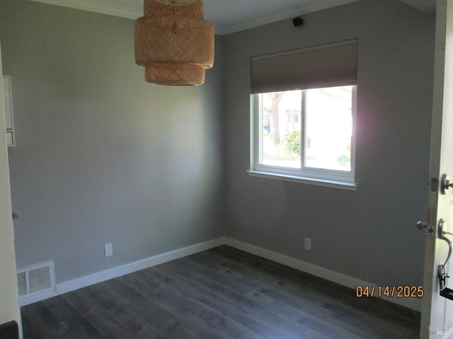 46 Tahoe Cir, Novato, CA 94947 - unfurnished room featuring crown molding, dark wood-style flooring, baseboards, and visible vents