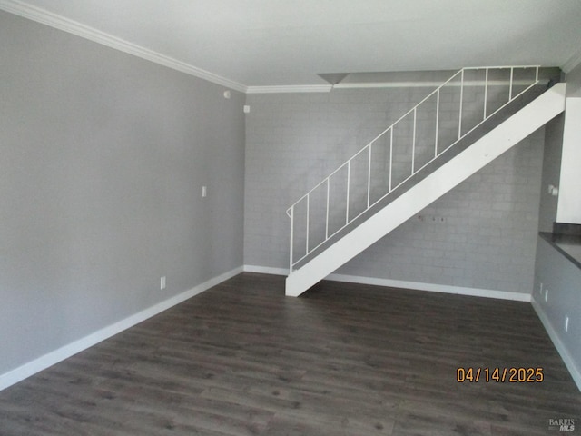 46 Tahoe Cir, Novato, CA 94947 - unfurnished living room with baseboards, ornamental molding, and wood finished floors
