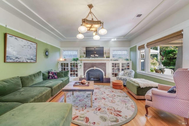 living room with hardwood / wood-style flooring