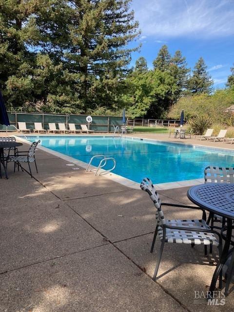 view of swimming pool with a patio