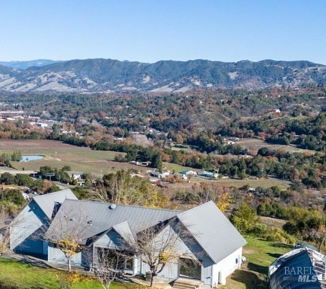 birds eye view of property with a mountain view