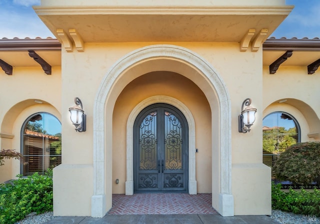 doorway to property with french doors