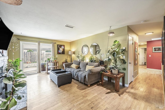 living room featuring light hardwood / wood-style floors