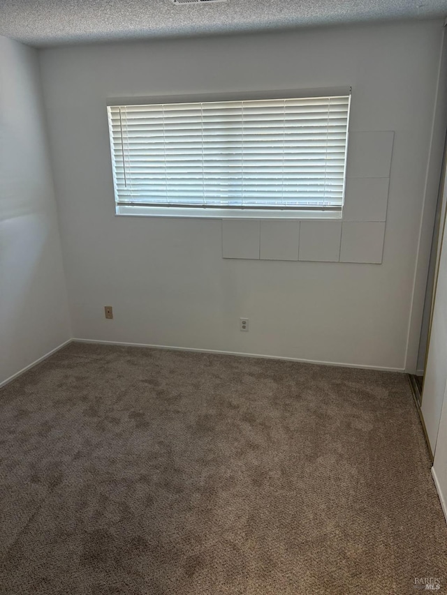 carpeted spare room featuring a textured ceiling