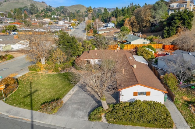 drone / aerial view with a mountain view