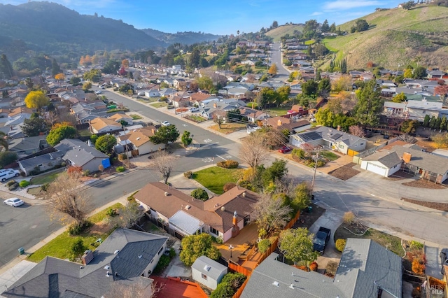 bird's eye view with a mountain view