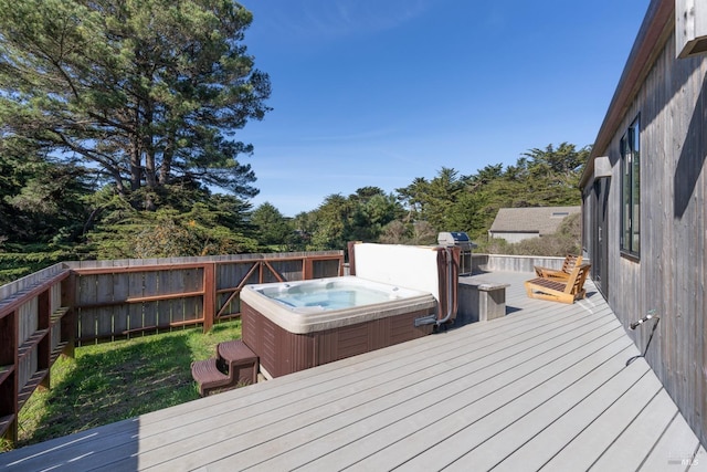 42267 Forecastle, The Sea Ranch, CA 95497 - wooden terrace with a hot tub, a fenced backyard, and area for grilling