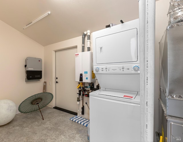 42267 Forecastle, The Sea Ranch, CA 95497 - washroom with stacked washer / dryer and water heater