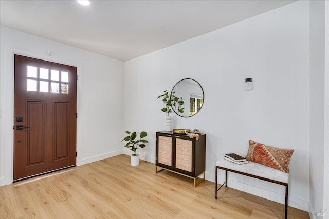 entrance foyer with light hardwood / wood-style floors