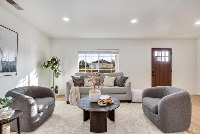 2221 Adrian St, Napa, CA 94558 - living room with light wood-type flooring, recessed lighting, and baseboards