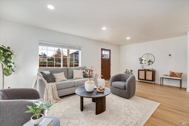 2221 Adrian St, Napa, CA 94558 - living room featuring light wood-style flooring and recessed lighting