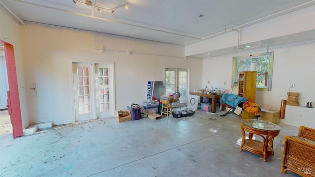 garage featuring french doors