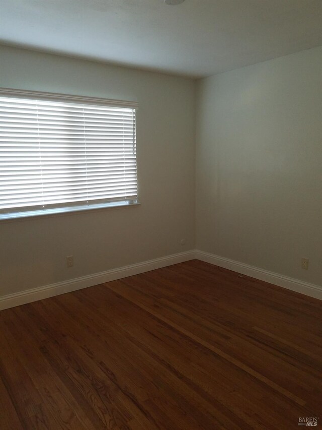 spare room with dark wood-type flooring