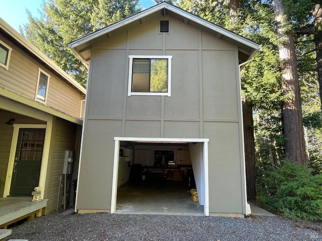 exterior space with a garage