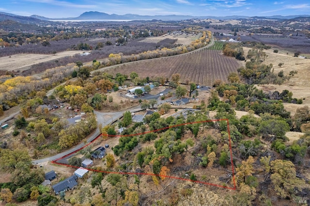 birds eye view of property with a mountain view