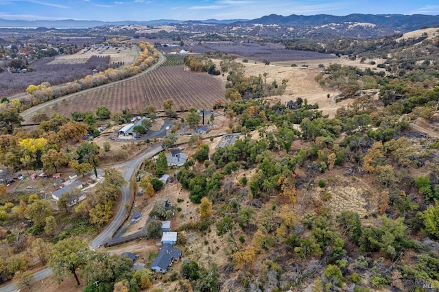 birds eye view of property featuring a mountain view