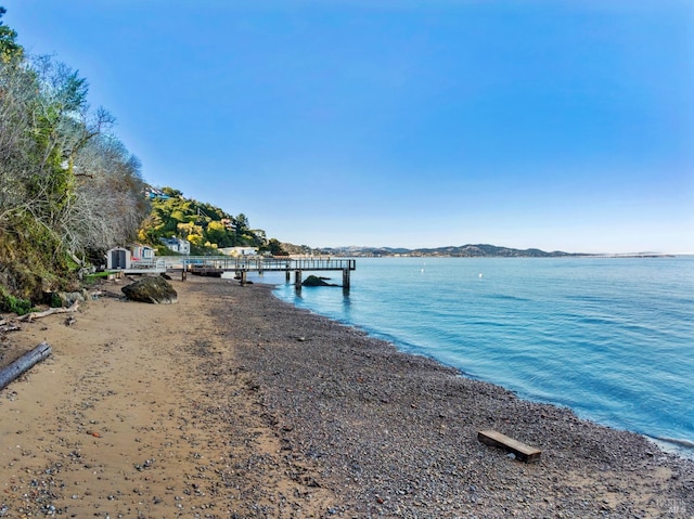 water view featuring a dock