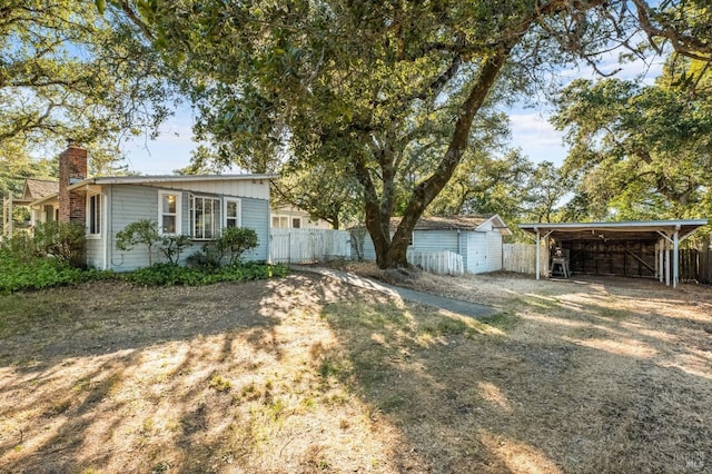 exterior space with an outbuilding