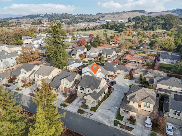 bird's eye view with a mountain view