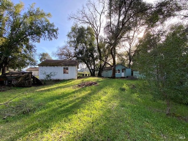 view of yard with an outdoor structure