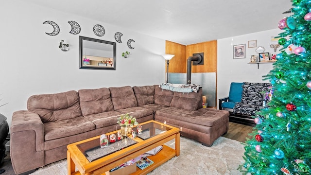 living room with light hardwood / wood-style flooring