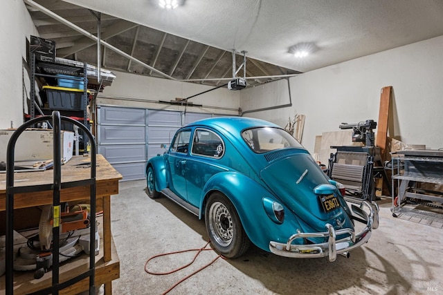 garage with a garage door opener