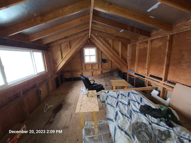 view of unfinished attic