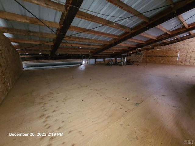 view of unfinished attic