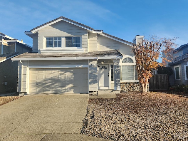 view of front of property featuring a garage