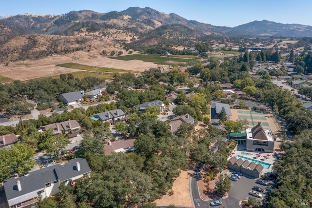 bird's eye view with a mountain view