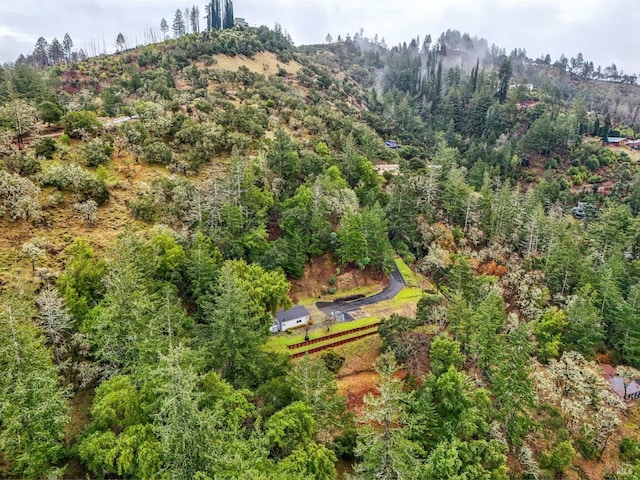 bird's eye view featuring a view of trees