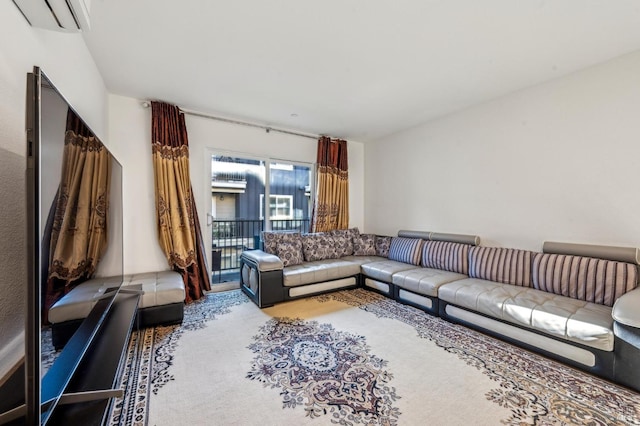 living room featuring a wall mounted air conditioner