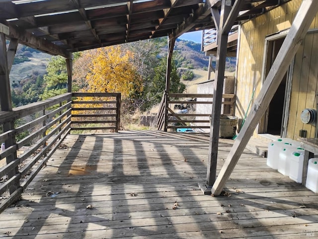 deck with a mountain view