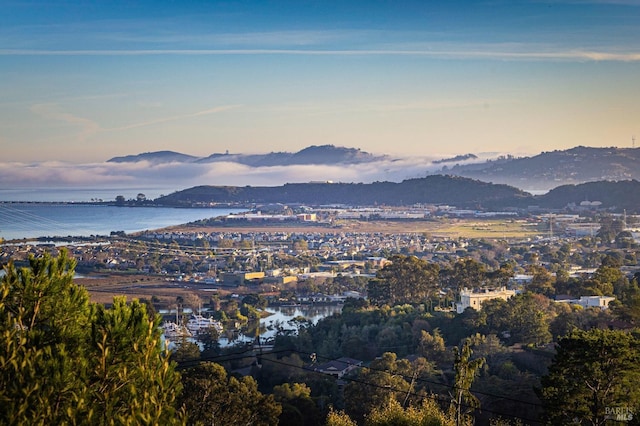 mountain view featuring a water view