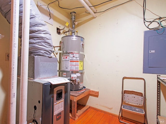 utilities featuring electric panel and water heater