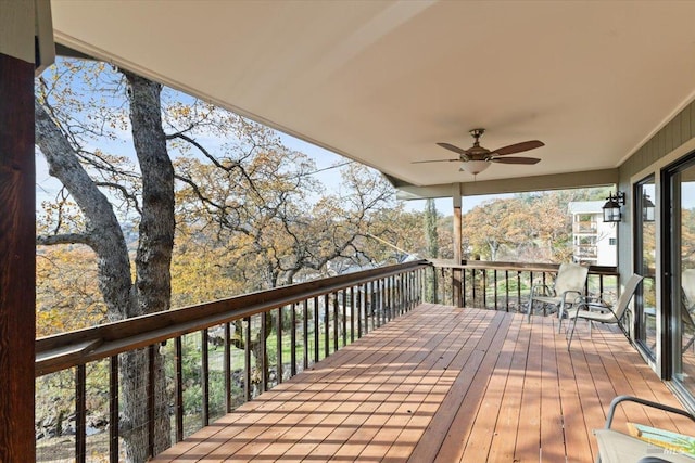 deck featuring ceiling fan