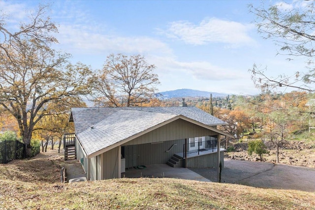 exterior space with a mountain view