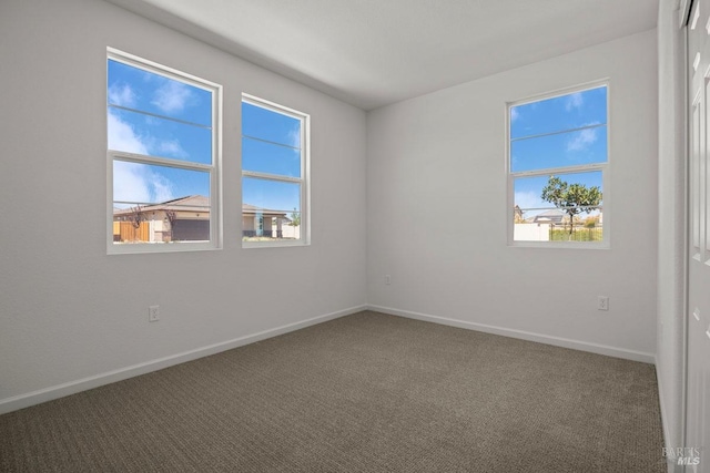 empty room with plenty of natural light and carpet floors