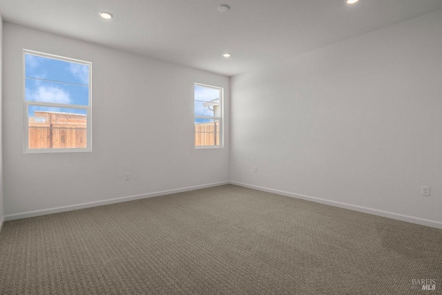 unfurnished room featuring plenty of natural light and carpet floors