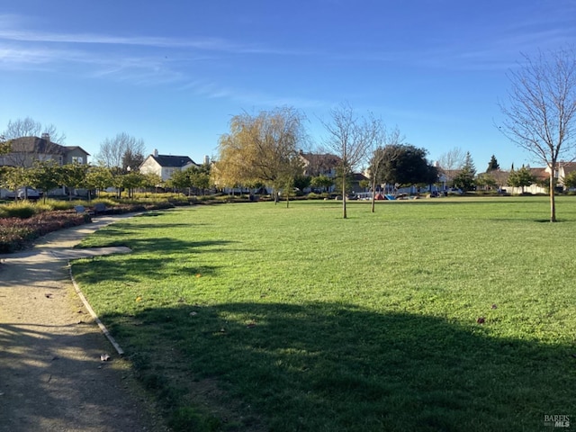 view of home's community with a yard