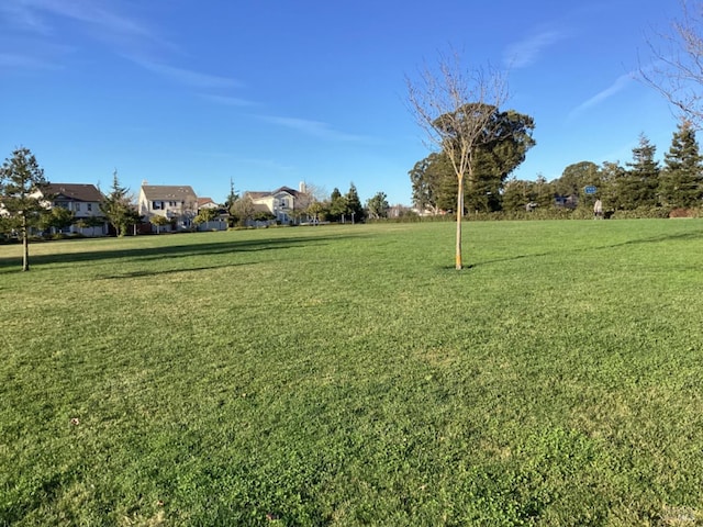 view of property's community with a lawn