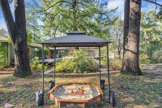 view of yard with a gazebo