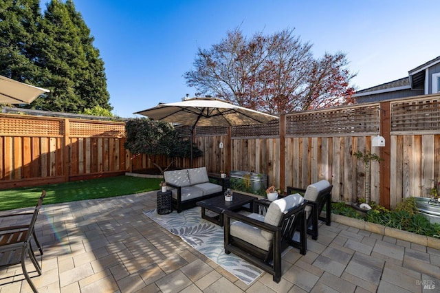 view of patio / terrace with an outdoor hangout area