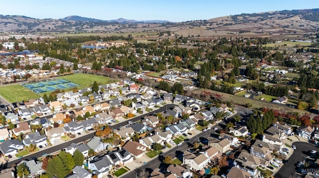 bird's eye view with a mountain view