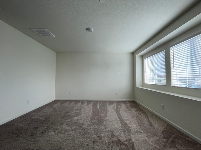 spare room featuring carpet and a textured ceiling