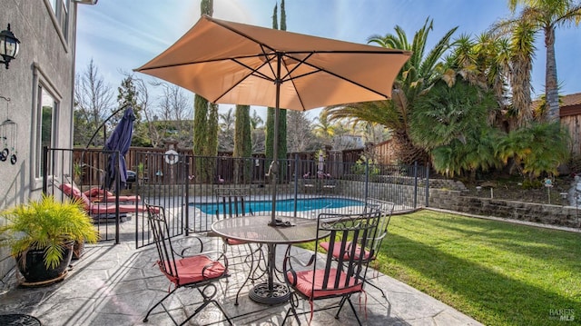 view of patio / terrace featuring a fenced in pool