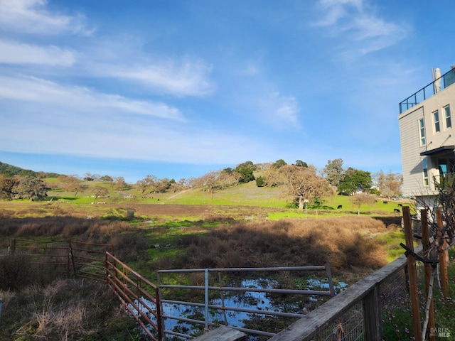 view of yard with a rural view