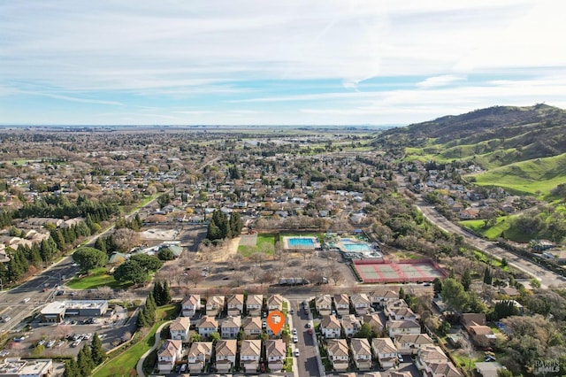 aerial view featuring a mountain view