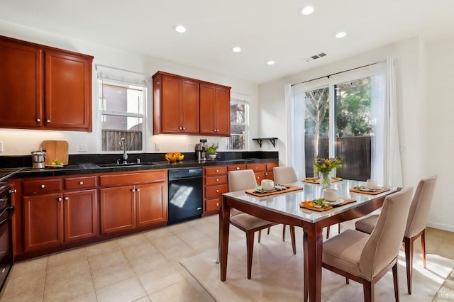 kitchen with black dishwasher and sink